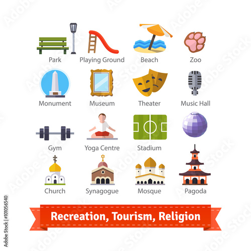 Recreation, tourism, sport and religion buildings