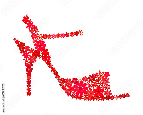 Floral mosaic red tango shoe