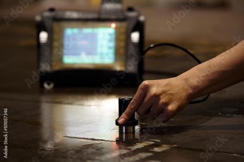 Steel plate inspection by ultrasonic test for found internal defect