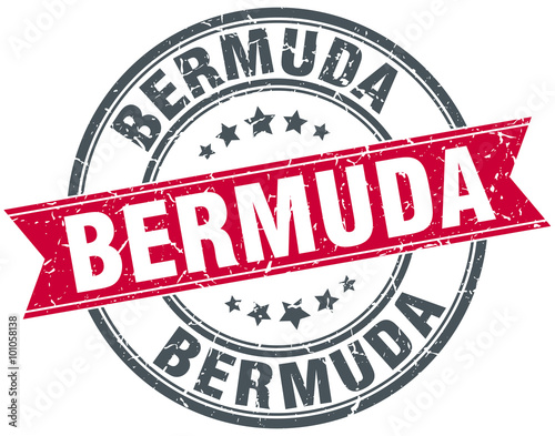 Bermuda red round grunge vintage ribbon stamp