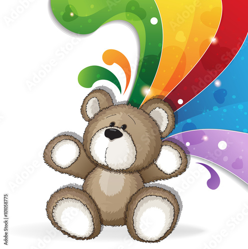 Teddy bear with rainbow