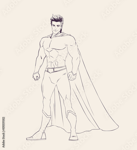 Illustration of super heroe in standing pose