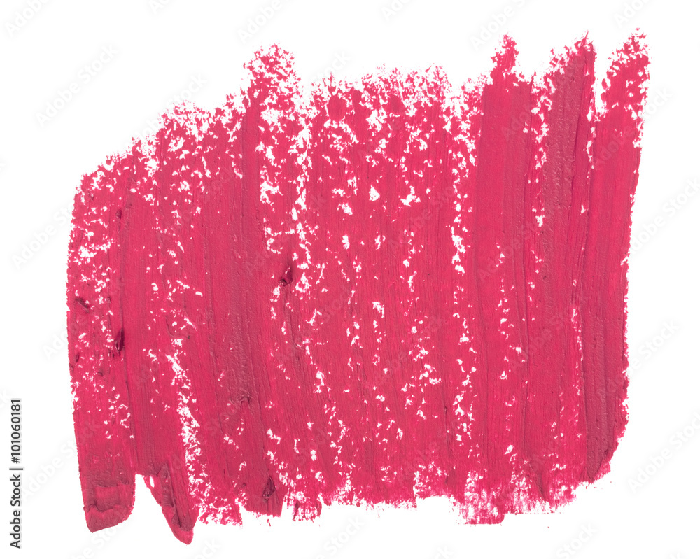 close up of pink lipstick texture isolated