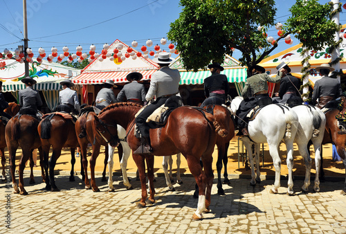Group of horseback riders, Feria de Sevilla, Spain