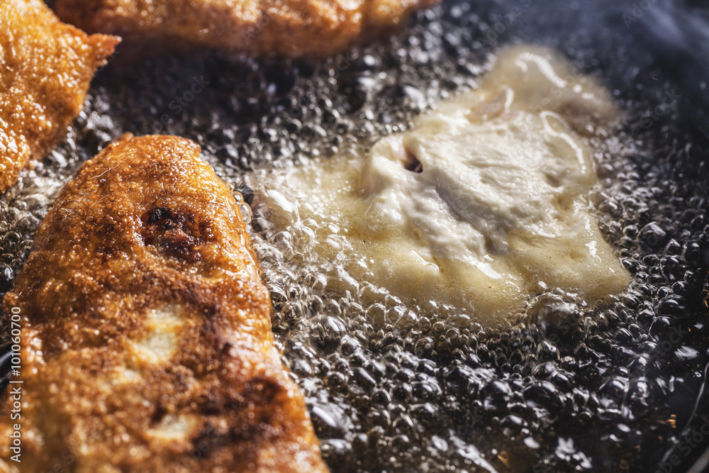 fritters fry on frying pan fritters fry on frying pan