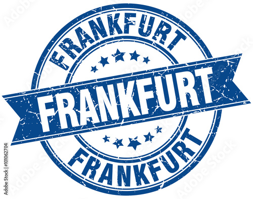 Frankfurt blue round grunge vintage ribbon stamp