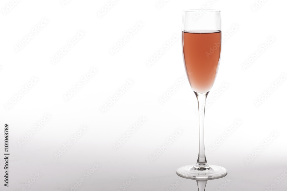 glass of rose wine on a white background glass of rose wine on a white background