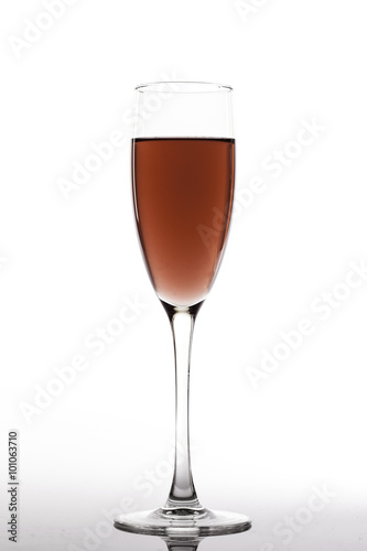 glass of rose wine on a white background