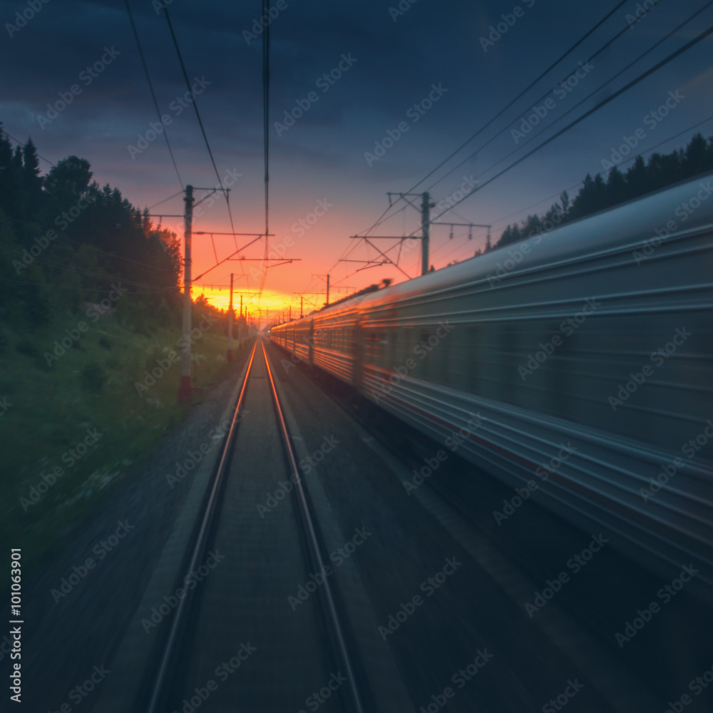 Fast speed railway motion blurred abstract background