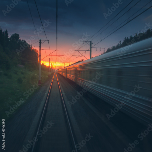 Fast speed railway motion blurred abstract background