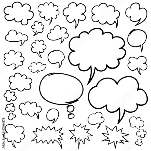 Hand Drawn Speech Bubbles and Thought Clouds Design Elements