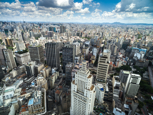 Aerial View of Downtown and Banespa Building in Sao Paulo, Brazil