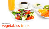 breakfast salad 
vegetables fruit food isolated on white background
