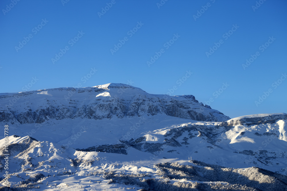 Winter mountains at nice sun morning