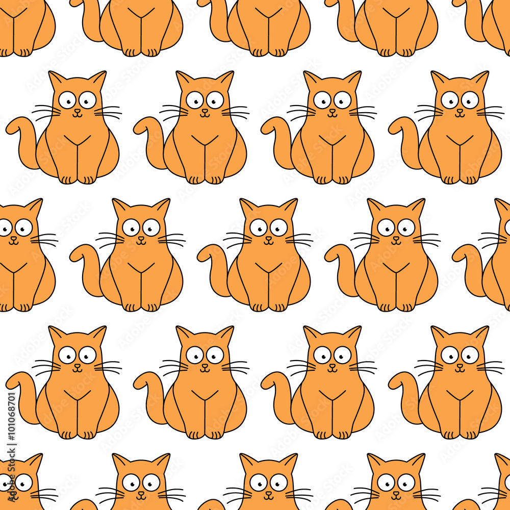 Fototapeta premium ginger cat seamless pattern