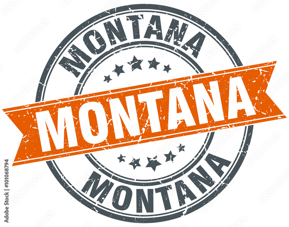 Obraz premium Montana red round grunge vintage ribbon stamp