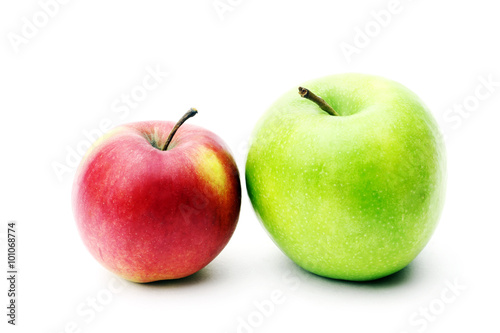 Red and green apple isolated on a white background
