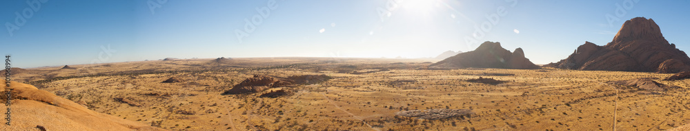 Looking Over Namib Desert with Spitzkoppe Mountain.