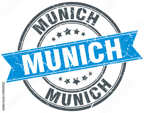 Munich blue round grunge vintage ribbon stamp