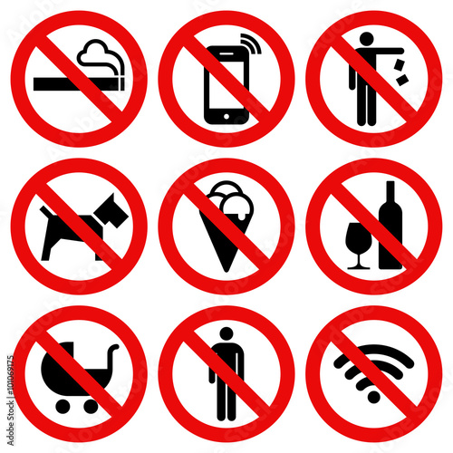 Set of Prohibited No Stop Sign