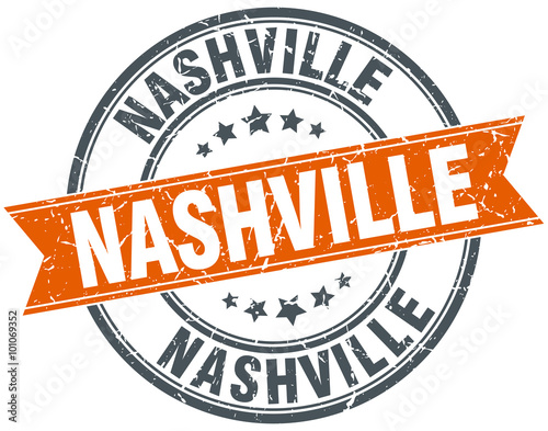 Nashville red round grunge vintage ribbon stamp