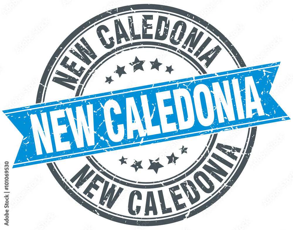 Fototapeta premium New Caledonia blue round grunge vintage ribbon stamp