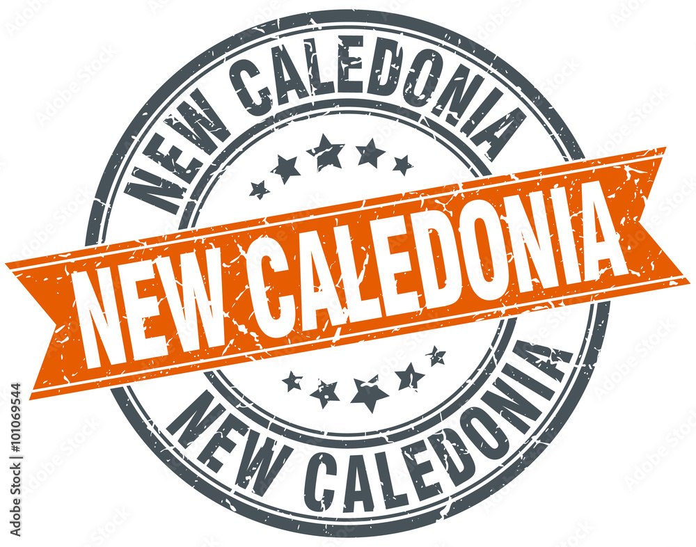 Fototapeta premium New Caledonia red round grunge vintage ribbon stamp
