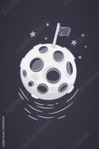 Full moon. Colored vector illustration or symbol with lettering. Template for logotype. Flyer, poster.