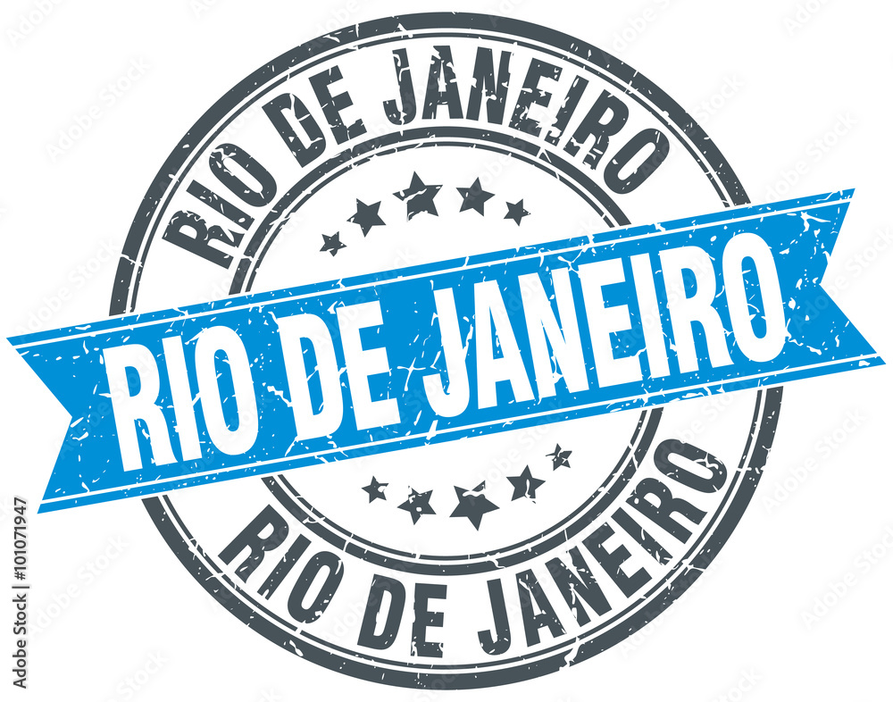 Fototapeta premium Rio De Janeiro blue round grunge vintage ribbon stamp