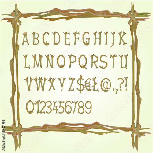Alphabet made of twigs vector