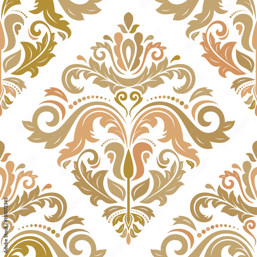 Damask seamless ornament. Traditional vector colorful pattern. Classic oriental background