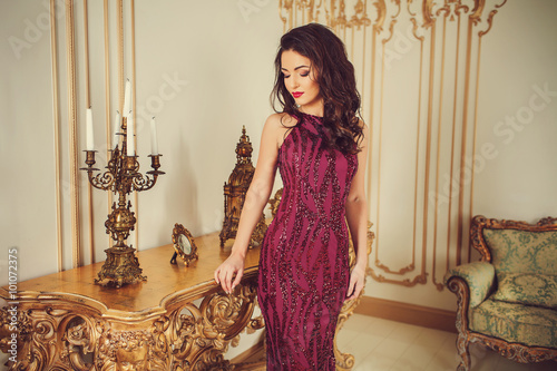 Beautiful woman in a luxurious vintage style