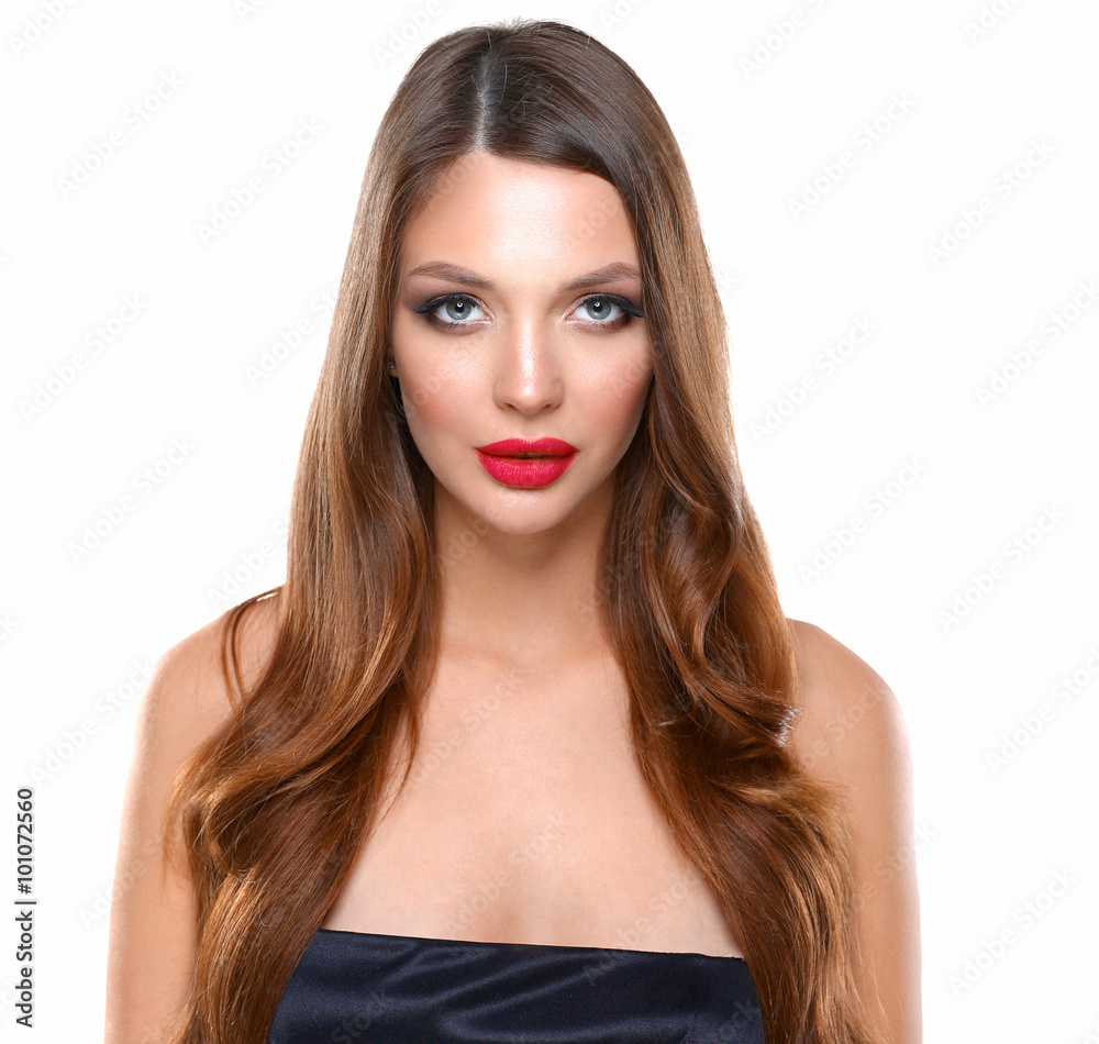 Portrait of beautiful young woman . Isolated on white background Portrait of beautiful young woman . Isolated on white background