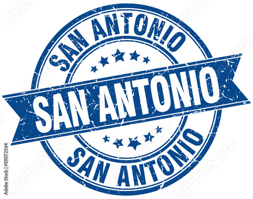 San Antonio blue round grunge vintage ribbon stamp