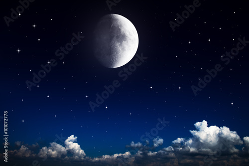 Night sky with stars and full moon background