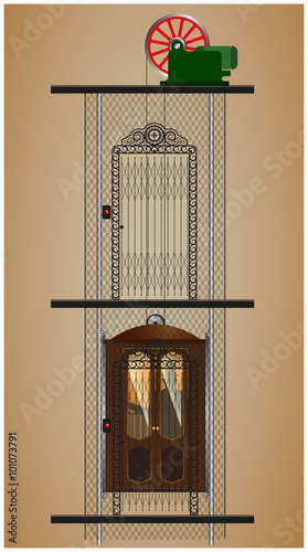 old elevator of a residential building in the context of