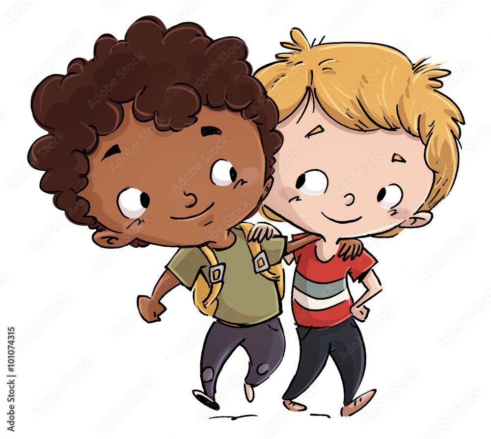 niños amigos Stock Illustration | Adobe Stock