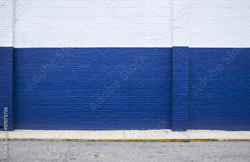 Blue brick wall on the street