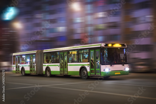 bus moves at night