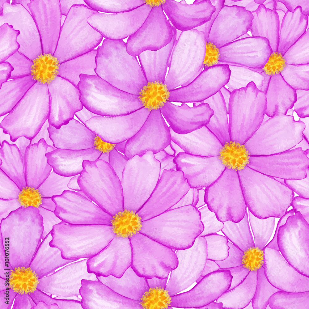 Fototapeta premium rose watercolor flower pattern cosmos isolated on white background vector.