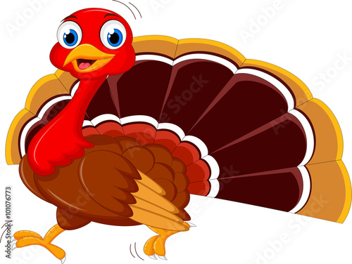 cute turkey cartoon running