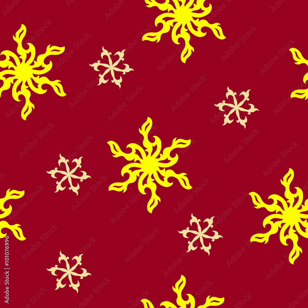 Abstract seamless yellow pattern on a red background Abstract seamless yellow pattern on a red background