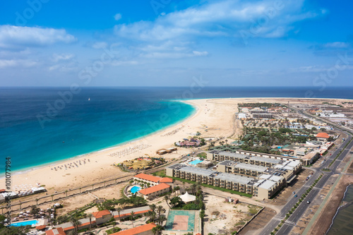 Aerial view of Santa Maria beach in Sal Island Cape Verde - Cabo photo