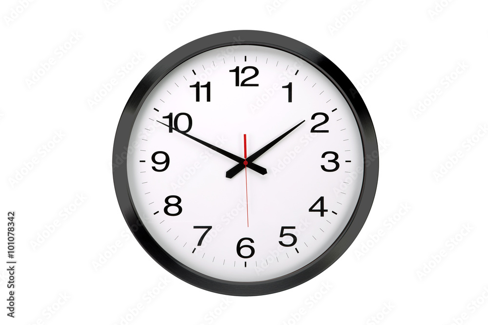 Large round office wall clock  isolated