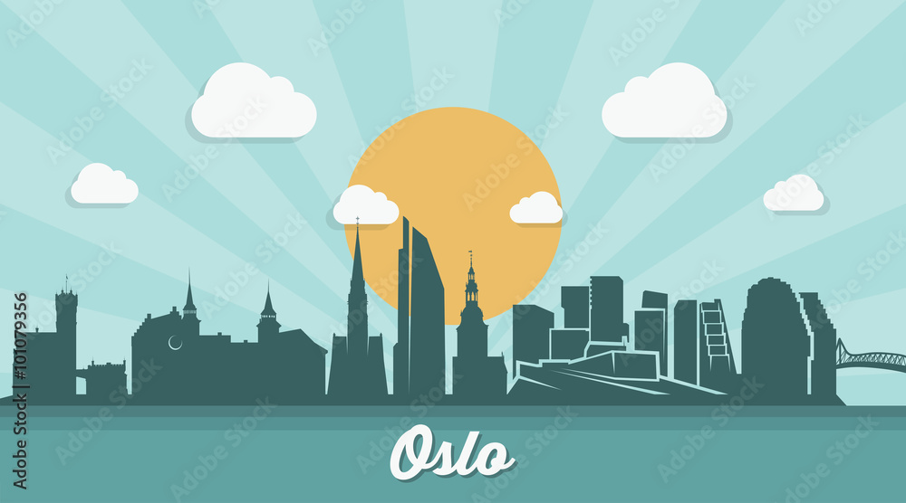 Oslo skyline - flat design 