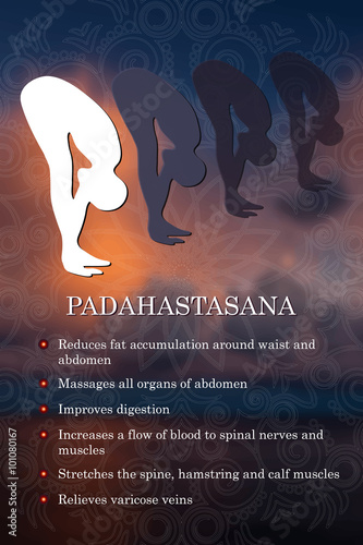 Yoga pose infographics, benefits of practice
