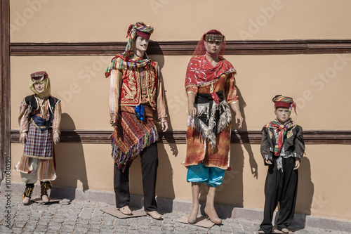 Mannequins Dressed in Colorful Oriental Traditional Turkish Clot