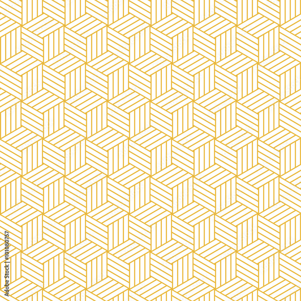 Geometric Pattern. Cubes Yellow Background in Vector
