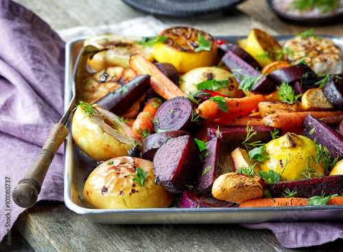 Roasted fruits and vegetables