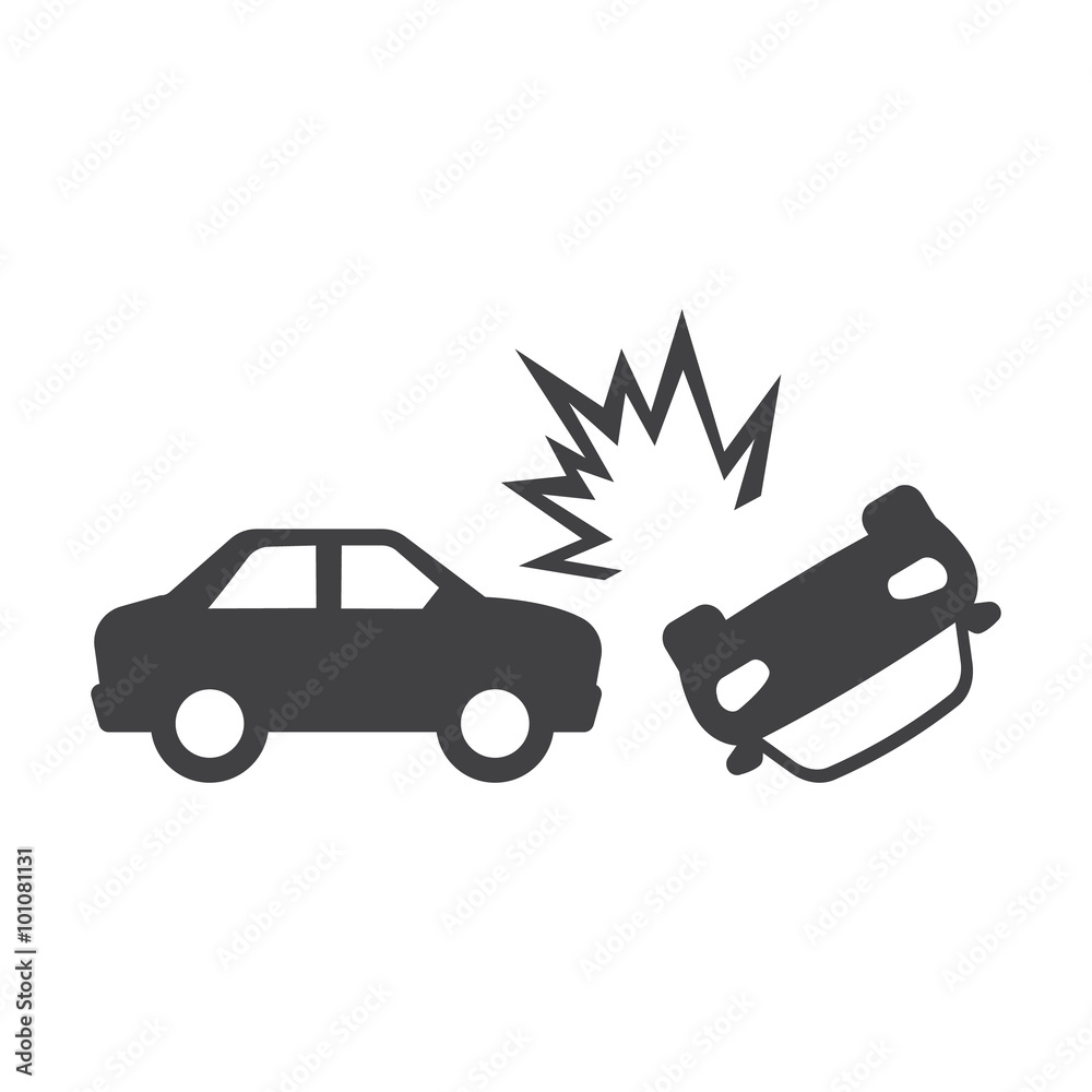 car crash black simple icon on white background for web Stock ベクター ...